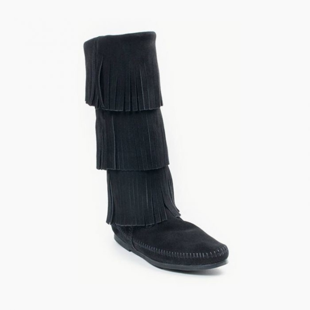 Minnetonka Black Moccasin Boots Size 9